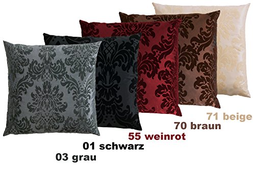 OPUS Kissenhülle 60 x 60 cm Taft Samt Flockdruck in 11 extravaganten Farben (70 Braun) 1 Stück - 3