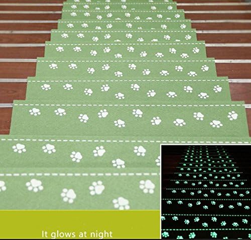 13Pcs Luminous Self-adhesive Non-slip Floor Staircase Carpets Bear Claw Pattern Glow In Dark Stair Treads Protector Mats , green