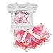 Baby Girls 2pcs Birthday Outfits Top T Shirt Pink Ruffle Tutu Skirt Clothing Set (90(12-18M))