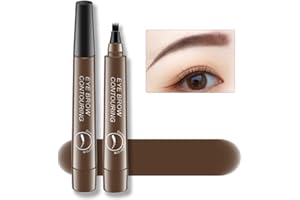 ZSSEMEI Augenbrauenstift, Eyebrow Pen, Wasserfester Augenbrauen-Stift, Microblading Brauenstift, 24 Stunden Lang Haltbar, Wischfest, Natürlich Aussehende (2# Dark Brown)