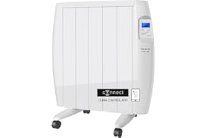 Taurus Alpatec Malbork Connect 900 - Radiador eléctrico, emisor térmico, WIFI, APP, control por asistente por voz, 900W, IP24, programable, 3 modos, temperatura ajustable, pantalla LCD, hasta 9m2