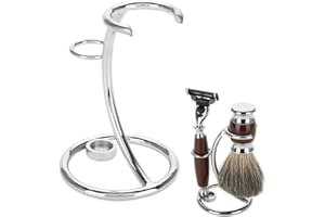 KEHO KEHO KEHONGDUN Shaving Razor and Brush Stand, Heavy Chrome Shaving Stand, Safety Razor Stand, Razor Shaving Holder Stainless Steel Shaving Brush Stand for Safety Razor Storage Shave Brush Holder
