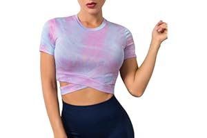 ORANDESIGNE T-Shirt Femme Sport Top Courts Activewear à Manches Longues Pilate Yoga Entraînement Fiteness Running Crop Tops