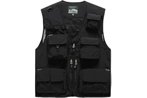 DAIHAN Chaleco de Hombre para Pescar, para Exteriores, con Muchos Bolsillos Transpirable Malla, Chaleco de Caza, Trabajo,Ocio, Chaleco Grande para Caza, Pesca, Camping, Fotografía, Senderismo