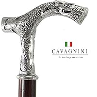 Bâton de marche,canne personnalisé dragon en bois étain couleur argent vintage noir ou canne Braun Cavagnini Italy