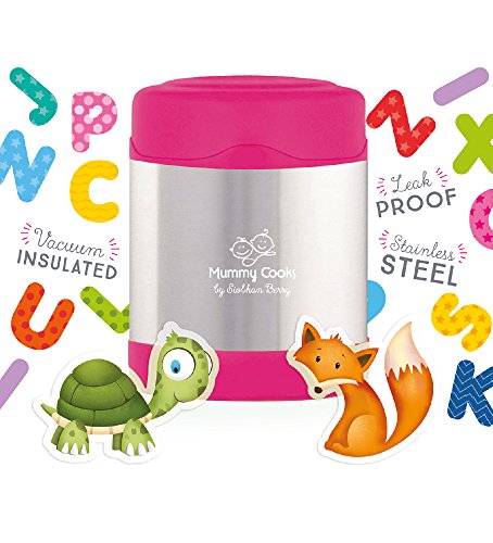Mummy Cooks - Isoliergefäß, Edelstahl, 300 ml (rosa) - mit gratis Stickers