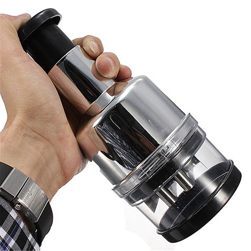 Allesschneider – TOOGOO(R) Druecken Zwiebel Knoblauch Gemuese Allesschneider Zerhacker Schneider Schaelmaschine Reibe Schwarz + Silber - 4