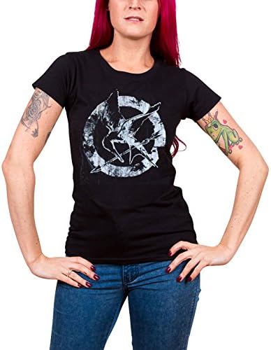 The Hunger Games T Shirt Down with The Capitol Official Womens Skinny Fit Black 14