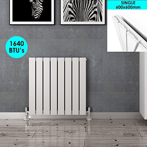 White 600 x 600mm Horizontal Flat Panel Designer Radiator Central Heating