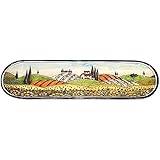 CERAMICHE D'ARTE PARRINI- künstlerische italienische Keramik, Tablett für Baguette, oder Vorspeisen dekorative Landschaft Sonnenblumen, handgemalt, hergestellt in Italien Toscana