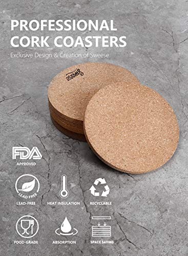 Sweese Korkuntersetzer, 10er set, 10cm Durchmesser Untersetzer aus Kork - 4