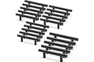 MARGUERASW Lot de 20 poignee de meuble cuisine noir en acier inoxydable poignée meuble noir en T Bar Bâton Cuisine，Ø 12mm (Hole Centers:96mm)