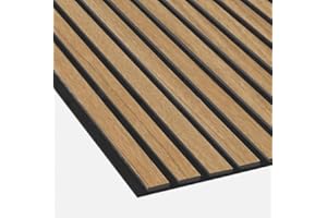 Generic Premium Wide Slat Acoustic Wall Panelling 2400mm x 600mm Decorative 3D (Natural Oak)