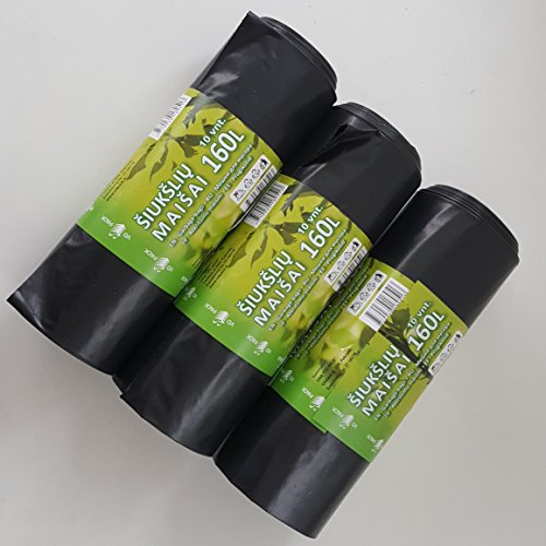 Sacs poubelle 120L 160L 240L Heavy Duty Drawstring Sacs poubelle Bin Liner Très résistance et forte de Soncare (160L)