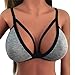 Produktbild Damen Harness BH Hffan Frauen Reizvolle Einfarbig Elastic Bandage Push Up Halfter Elastischer Käfig Strappy Bustier verlockend Babydoll Nachtwäsche Abendkleider Clubwear Dessous set (Sexy Grau, S)