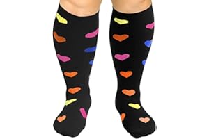 Cheeroyal 1 Pair Plus Size Compression Socks for Women and Men, 20-30mmhg Extra Large Wide Calf Knee High Stockings for Circulation Support
