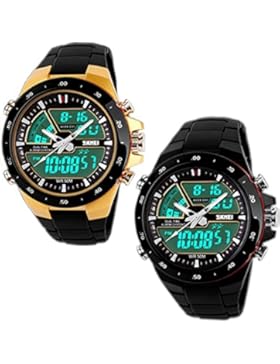 SunJas Armbanduhr Sportuhr Stoppuhr Digital LED Wecker wasserdicht 30m Casual Militär Quarzuhr Taschenuhren für...