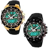SunJas Armbanduhr Sportuhr Stoppuhr Digital LED Wecker wasserdicht 30m Casual Militär Quarzuhr Taschenuhren für Herren Damen Jungen Mädchen Kinder