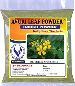 3V PRODUCTS Avuri Leaf Powder Indigo Powder for Black Hair, 50g