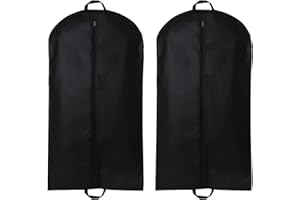 Yelinosk 2 PCS Black Suit Bag for Man 60x120cm, Dust Cover, Carrier, Storage Bag for Coats, Tuxedo - Reusable Full Zipper Garment Bag for Travel or Home