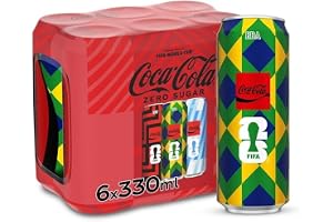 Coca-Cola Zero, Pack of 6x330ml Brazil Can, FIFA World Cup 2026™ Limited Edition Coke Zero Soft Drinks, Zero Sugar, Perfect for Match Days and Sharing Moments, Design May Vary