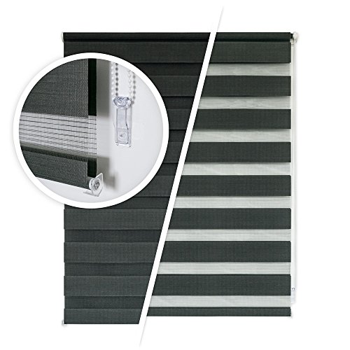 Duo Doppelrollo Klemmfix Fensterrollo ohne Bohren anthrazit 90 x 160 cm - 2