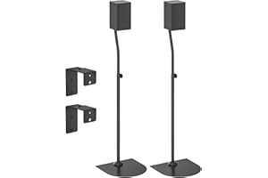 DINGHOSEN Par de soportes para altavoces traseros Samsung y soporte de pared, altura ajustable de 33 a 42 pulgadas, soporte de altavoz de suelo para HW-Q990C y más sonido envolvente Samsung con agujero de