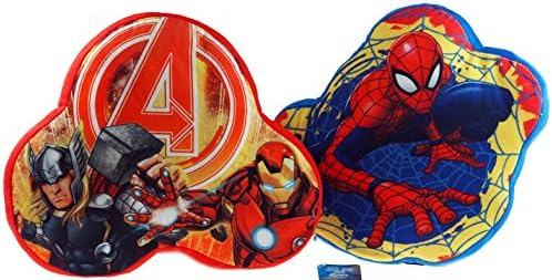 Set Of 2 Avengers / Spiderman Character Soft Bedroom Cushions