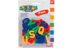 ‎SIMBA Simba 104591456 alfabet lodówka 31 sztuk 3,2 cm wysokie magnetyczne litery | jasne, żywe kolory | wykonane z trwałego, bezpiecznego tworzywa sztucznego | wiek 3+, wielokolorowe