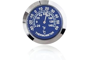 PBAHAUP Thermomètre De Voiture, 1 pièce Mini Thermomètre De Tableau De Bord De Voiture, Mini 37mm thermomètre de Voiture, Mini thermomètre de voiture mécanique analogique résistant, bleu
