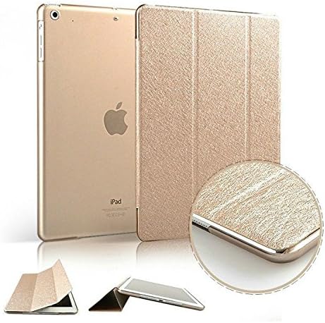 fenrad Full Protection Ultra Thin Slim Design Silk Print Pattern Smart Magnetic PU Leather Hard Back Protective Cover Case for iPad Air 2 iPad 6th Generation (9.7'') With Magnetic Auto Wake &amp; Sleep Function + Free Gift Screen Protector Film &amp; Stylus Pen - Gold