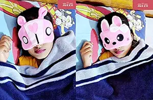 JUZZII Valvet & Fur Super Soft & Smooth Sleep Mask Eye Shades For Men Women Girls Boys Kids - (Pack of 2 ) Model-No.33-27
