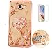 Produktbild Samsung Galaxy A5(2015)/A500F Hülle mit Panzerglas,Ultra Slim Silikon Transparent 3D Bling Glitzer Soft TPU Wasserdicht Shockproof Anti Slip Protection Case,Durchsichtig Weichem Silicone Thin Handyhülle,Butterfly Blume Kristall Diamant Glänzend Stoßdämpfend Spiegel Schutz Crystal Schutzhülle Etui Bumper mit Diamant Ring Standfunktion Tasche für Samsung Galaxy A5(2015)/A500F 5.0Zoll-[katze rose gold]+Panzerglas Folie Displayfoile Displayschutzfolie