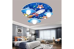 AUCF Lampa sufitowa LED do pokoju dziecięcego, wszechświat, gwiaździste niebo, lampa sufitowa do salonu, dla dzieci, gabinetu, do wnętrz, oświetlenie sufitowe, dla chłopców i dziewczynek, z pilotem zdalnego sterowania, Ø 61 cm