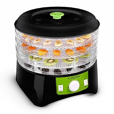 Klarstein Appleberry - Deshydrateur electrique pour fruits, viandes, légumes (400W, 4 étages, sans BPA) - noir/vert