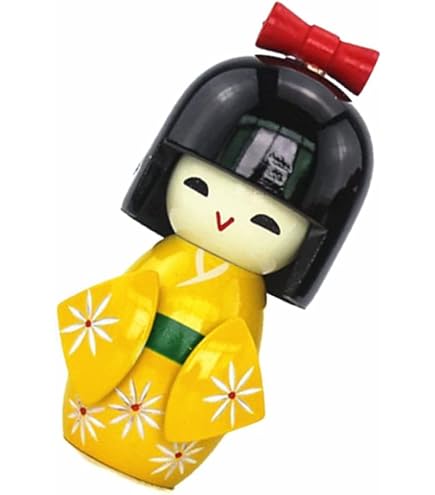 Poupée Kokeshi Japonaise 13,5cm Joie Verte - Décoration Mont Fuji, Porte-bonheur