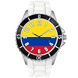 Colombia Reloj unisex con correa de silicona blanco