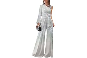 ORANDESIGNE Tuta da Donna Manica Singola Stampa Tuta a Vita Alta Casual Elegante Tutine Lunghi Intere Pantaloni a Gamba Larga Jumpsuits Rompers Overalls