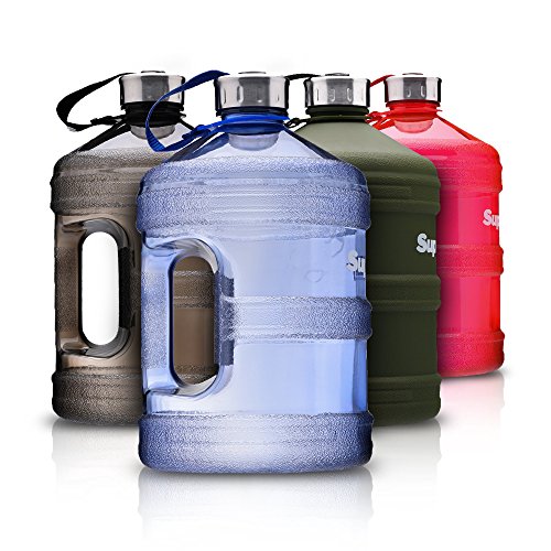 Tritan 3,79 Liter 1 Gallone Water Jug XXL Trinkflasche von Supplify – Camping Outdoor Wasser-Flasche, Ohne Weichmacher/BPA – Großer Wasserkanister aus Tritan Plastik – Transparent Finish