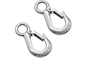 KtbeYTi 2 Piezas Gancho de Elevación de Acero Inoxidable 304, Industrial Gancho de Elevación de Carga, Gancho de Carga con Gatillo, Accesorios de aparejo para Construccion, Carga 200 KG