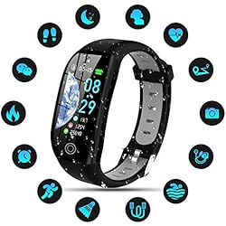 Tipmant Montre Connectée Femmes Homme Enfant IP68 Etanche Bracelet Connecté Écran Coloré Smartwatch avec Cardio Podometre Sommeil Réveil Notifications pour iPhone Huawei Samsung Xiaomi Sony (Noir)