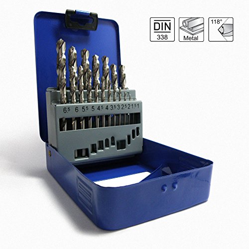 S&R Metallbohrer Set 1-10mm 118°,19 Stk,GM-Serie DIN 338,geschliffen, HSS-Stahl, Metallbox,Profi-Qualität