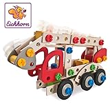hero spielzeug 3 Modelvarianten Eichhorn 100039085 - Constructor Feuerwehrauto, 155 tlg., Holz-Konstruktions-Set, 3 verschiedene Modelvarianten baubar, FSC 100% Zertifiziertes Buchenholz, Made in Germany
