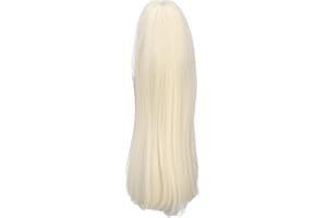 Zerodis 1/3 BJD SD-Puppenhaarperücke, 21–24 cm, natürliche, weiche Hochtemperaturseide, langes, glattes Mohair-Puppenhaar mit Pony zum Anziehen von 1/3 BJD-Puppenperücke, DIY Gold