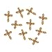 3D Nail Art Tip Decoration Rhinestone Cross Glitters 10pcs Gold