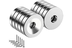 Wukong 10 sztuk magnesów neodymowych, 10 x 3 mm, ekstra mocne, z dużym otworem, magnesy ze śrubami do płyty magnetycznej, kuchni, lodówki i przestrzeni narzędziowej