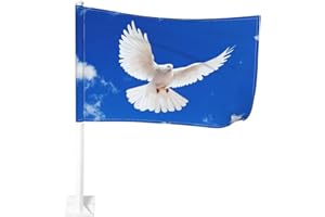 MEMOPJIAJIA Flagge(ohne Halterung) peace love Autofenster Flagge Fahne Autofahne Autoflagge Friedenstaube Frieden Taube 45 x 30cm 1 Stück Auto und Freiheit, Blau
