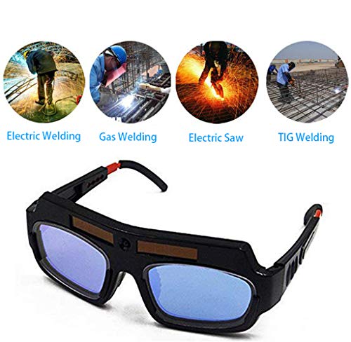 DZW Solar Powered Auto oscurecimiento Soldadura Gafas con 2 Hojas de protección, Anti-Reflejos para Proteger Sus Ojos