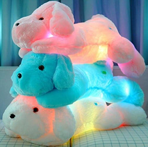 MFEIR® Creative Night Light LED Stuffed Animals Lovely Dog Glow Plush Toys Gifts for Kids 45cm Pink