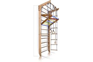 SPORTBABY Escalera Sueca Barras de Pared Kinder-4-220-Color, Gimnasia de los niños en casa, Complejo Deportivo de Gimnasia
